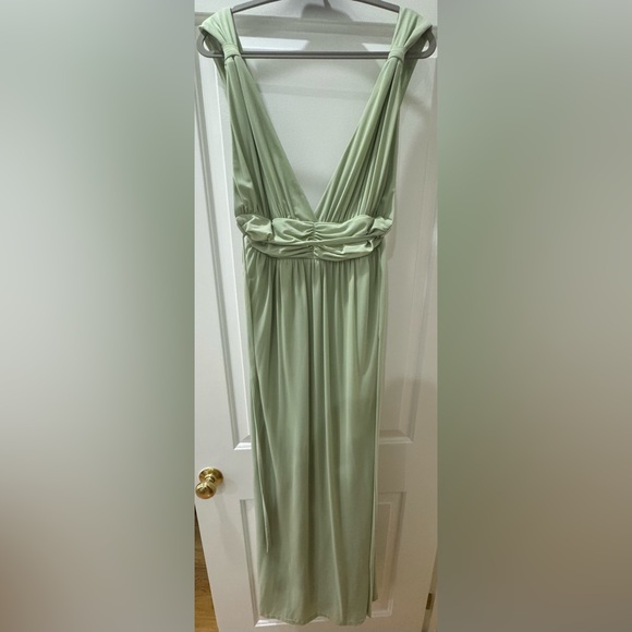 Lulus Mesmerized by Love Light Sage Mesh Lace-Up Maxi Dress size S - Picture 5 of 6